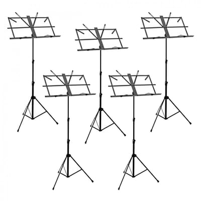 Music Stand with Carry Bag by Gear4music, Black, 5 Pack