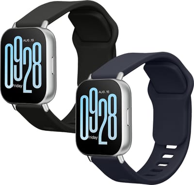 kwmobile 2x horlogebandjes geschikt voor Xiaomi Redmi Watch 5 Active / Watch 5 Lite bandje - Smartwatch bandjes van TPU - Activity tracker horloge band in zwart / donkerblauw