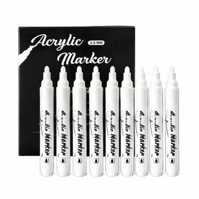 Acrylmarkers - 8 stuks - vloeibare inkt - wit - basisverpakking