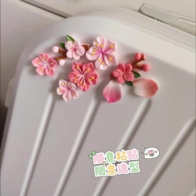 Autocollant Fleur de Pêcher Tridimensionnel 3D Petit Motif Décoratif Fleur de Cerisier Autocollant Tridimensionnel Autocollant Voiture Voiture Électrique Arrière Féminin 8pcs white