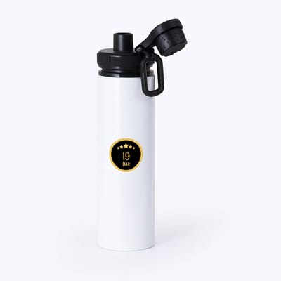 Hacebo® - 19 jaar waterfles met draaidop zwart - iemand die 19 jaar is geworden of 19 jaar lang een relatie hebben of getrouwd zijn - verjaardagscadeau - verjaardag - cadeau - kado - geschenk - gift - relatie - water fles - 850ML