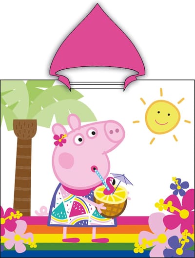 Peppa Pig badponcho - 60 x 120 cm. - Peppa Big poncho handdoek - 100% katoen