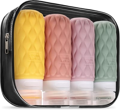 Famanu – Reisflessen voor Toiletartikelen - 100 ml Siliconen Reisflessen Set - Lekvrij Reisflessen Reisflessen Containers voor Shampoo Conditioner Lotion