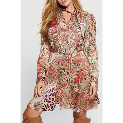 GUESS  Eco Mireille Dress Red Multi Pattern Taglia: S | Abiti in T-Shirt Outlet | Donna | Rosso