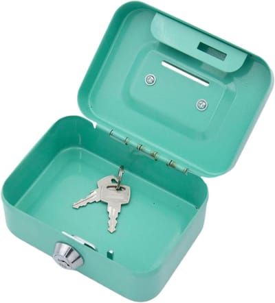 Metalen Spaarpot - Geldblik met slot - Veilig Geld Bewaren - Stevig en Draagbaar - 22x7x7 cm - Groen