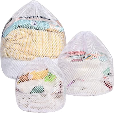 3-delige Trekkoord Waszak Set van Mesh, Duurzame Waszakken voor Wasmachine, Reis, Delicate Was, Ondergoed, Baby Kleding en Speelgoedopslag