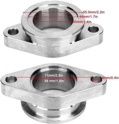 Wastegate Flens Ss304 Roestvrij Staal 1.5in 2 Bout naar Mvs Vband Wastegate Adapter Flens - Past voor 1.5in 2 Bout V Band Wastegate