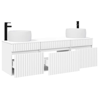 vidaXL - Badkamerkast - set - 3 - st - Wit - 49 - x - 44,5 - x - 66 - cm - Bewerkt - hout