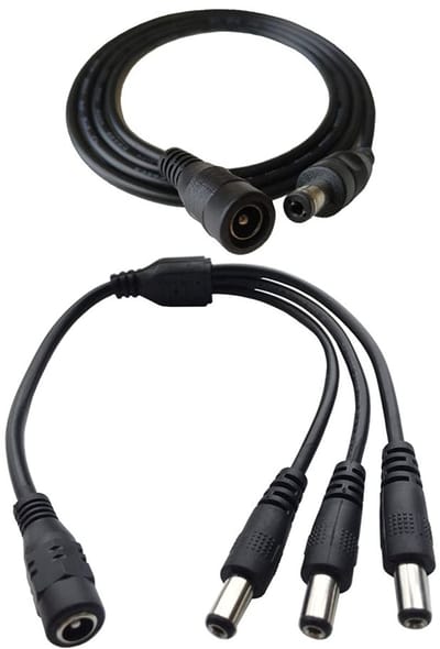 3-Weg Y Splitter Adapter Kabel voor DC 12V en 1m Verlengkabel 5.5 x 2.1mm Mannetje naar Vrouwtje