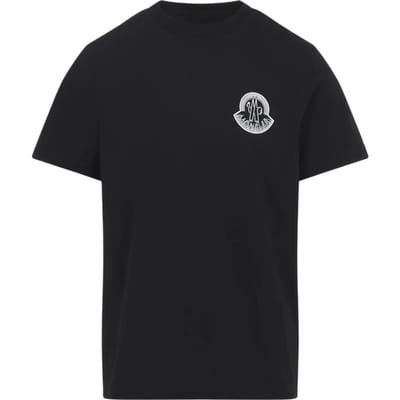 Moncler SS26 Ronde Hals Geribbelde Logo Rechte Pasvorm Korte Mouw T-shirt Heren tops L10918C0002089AYW999 M