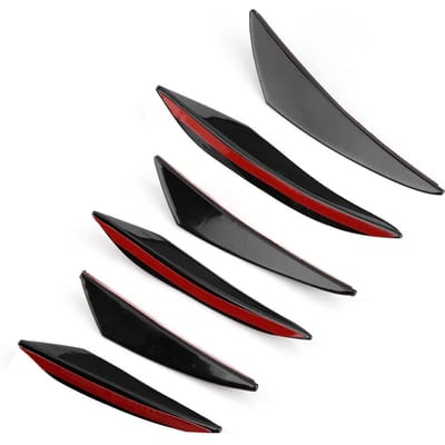 6 Stuks Glanzend Zwart Auto Voorbumper Windmes Sierstrips Voorbalk Universeel gray