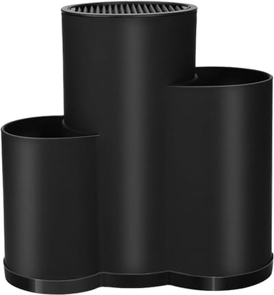 Somstyle Keukengerei Houder - 3-Delig - Spatelpot met Messenblok - 23 x 13.5 x 22.5 CM - Lepelpot - Messenhouder - Matzwart