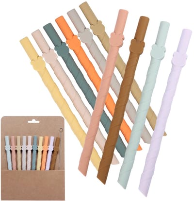 SnelShoppen - Silicone Rietjes Set van 10 - Herbruikbare Flexibele Rietjes 9mm - Milkshake Rietjes voor Kinderen en Ouderen - Kleurrijke Drinkrietjes