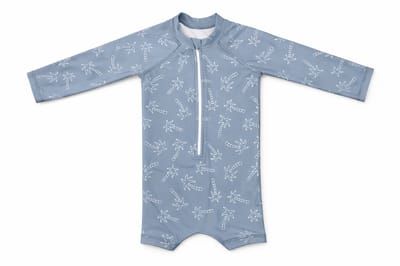 UV Zwempakje – Palms Pale Blue - Blauw – Print – Maat 92/98– Baby's - Peuters - Meisjes - Jongens