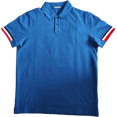 Moncler Kleurblok Streep Manchetten Casual Comfortabel Kortemouw Polo Shirt Heren tops Blauw I10918A00023899P0708 M blue
