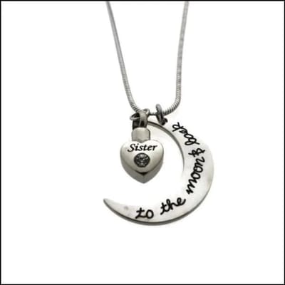 Aramat Jewels | Gedenkhangers | Stalen Ashanger Zus | maan-to the moon and back-zirkonia-3.2x2.5cm | |20mm | Staal | Volwassenen | Verkleurd niet