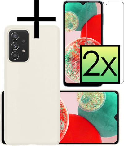 Hoesje - Met 2x Screenprotector - Geschikt voor Samsung Galaxy A23 - Sterk & Shockproof - Back Cover - Siliconen Case - Telefoon Hoes - Wit