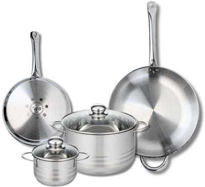 Set van 2 Koekenpannen 24 en 32 cm en 2 Kookpotten 14 en 24 cm Elo Profi Brillant