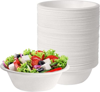 Wegwerpkommen - Composteerbare schalen - Feestjes en buffetten - Biologisch afbreekbaar materiaal - 50 stuks 350 ml - Wit
