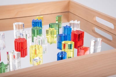 Crystal Treasures – 30-delige Kristalkleurige Acrylvormen Set – Tactiel Educatief Speelgoed voor Kinderen vanaf 3 Jaar – Creatief & Sensorisch Leren