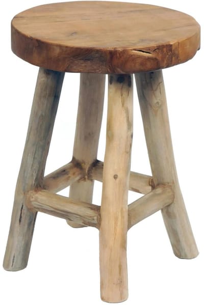 Home & Styling Plantverhoger / planten tafeltje - teak hout - lichtbruin - D30 x H42 cm - krukje
