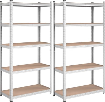 Zware Stalen Planken Set van 2 - 40 x 90 x 180 cm - Verstelbare Opbergplanken met Tot 875 kg Draagvermogen - Ideaal voor Garage, Kelder en Berging