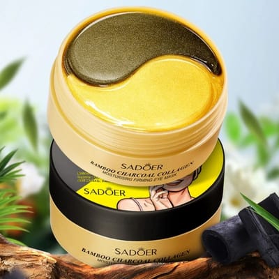 SADOER Oogmasker Collageen 60 Stuks | Oogpatches Tegen Donkere Kringen | Wallen Verwijderen | Anti Rimpel Oog Pads | Hydraterend Oogmasker | Aloë Vera | Bamboe Houtskool | Anti Aging Oogverzorging | Oog Pads Vermoeidheid