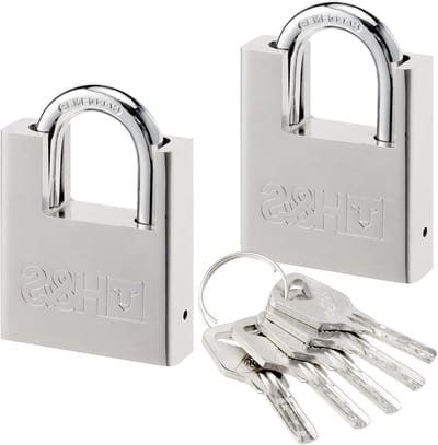 Allecto- Hangsloten - Veiligheid - Set van 2 - 10 sleutels - 60 x 40 mm - Inbraakbeveiligd - Fitnessstudio - Kantoor - Poortslot - Hoge veiligheid - Sportscholen