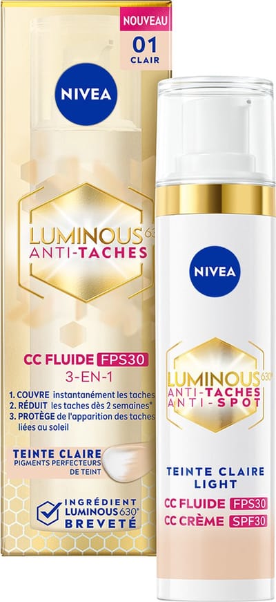 NIVEA Cellular LUMINOUS630 CC Fluid Cream met SPF 30 - Light - Anti-Pigmentvlekken Crème - Gekleurde Dagcrème met Tintje - Gezichtscreme - 40ml