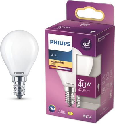 Philips LED lamp - Kogellamp met E14 fitting - Warmwit licht: 2700K - 40W - Mat glas