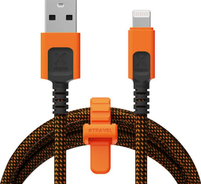 Xtorm Xtreme USB naar Lightning Kabel - 1,5 Meter - USB Kabel - Extra stevige USB Kabels - Oplaadsnoer - Oplaadkabel geschikt voor Smartphone / ipad - Zwart/Oranje