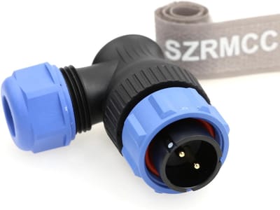 Lichtmetalen Connector - Vliegtuigstekker - Industriële Verbinding - Rechthoekige Hoek - 30A 500V - Zwart
