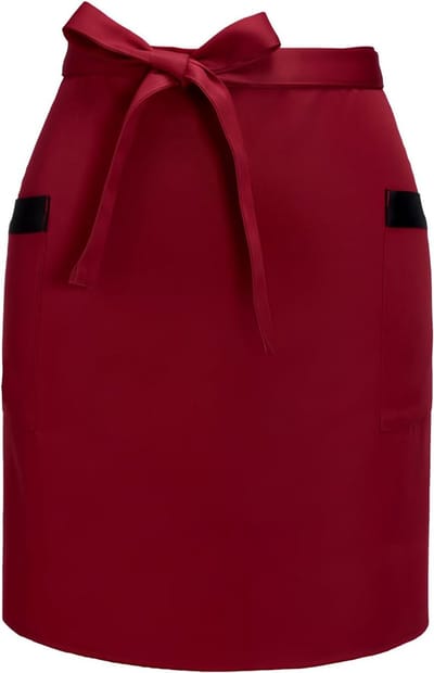 Praktische schort met 2 zakken, verstelbare halfschort voor bediening, koken en tuinieren, ideaal voor restaurant en café