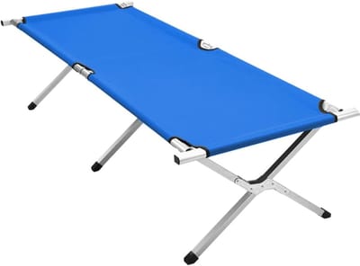 Camping Bed - Opvouwbaar Logeerbed - Outdoor Ontspanning - Lichtgewicht Aluminium Frame - 190x62x42 cm - Blauw