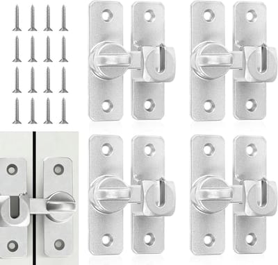 Verstelbare schuifdeurslot set met 16 schroeven voor binnen- en buitentoepassingen, ideaal voor badkamer, toilet en tuinpoort