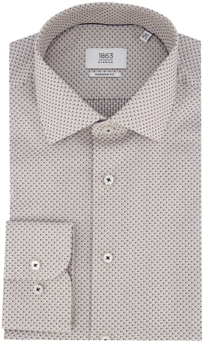 Eterna overhemd beige modern fit katoen lange mouw