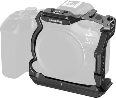 Half Cage voor Canon R6 Mark II / R5 Mark II met HawkLock Quick Release Plate, NATO Rail en Driepuntsvergrendeling - Geschikt voor DJI RS 3 / RS 3 Pro / RS 4 / RS 4 Pro Gimbal