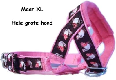 Hoofdhalster hond - Anti trek - Gevoerd - Maat XL - Licht roze - Skull - Antitrek hoofdhalster hond - Hoofdhalster hond - Antitrek hond - Trainingshalsband