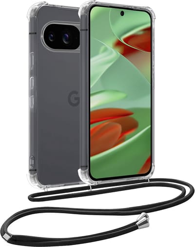 Hoesje Geschikt voor Google Pixel 9 - Met Koord - Shock Proof - Siliconen Case - Back Cover - Telefoonkoord - Telefoon Hoes Shockproof - Telefoonketting - Transparant
