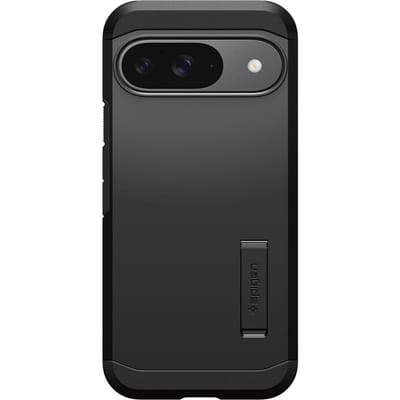 Spigen Tough Armor Hoesje Geschikt voor Google Pixel 9 / 9 Pro - Back Cover met Kickstand Zwart