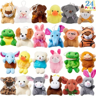 24 Stuks Mini Pluche Dier Speelgoed Set Schattige Dieren Sleutelhanger Decoratie Voor KinderenVolwassenen Kermis Prijzen Klein Knuffeldier Feest Bedankje yellow