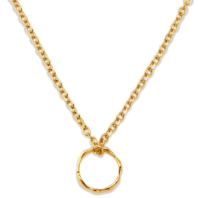 Molten | 4 mm goudkleurige roestvrijstalen ketting met golvende ringhanger