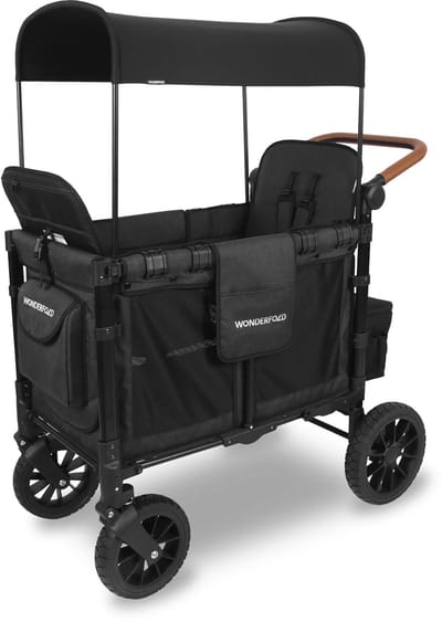 WonderFold W2LUX Bolderkar - Kinderwagen voor 2 - Opvouwbaar - Zwart (Draagvermogen tot 90kg)