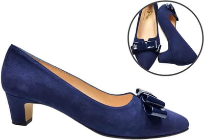 Stravers – Pump met strikje Blauw Suede Maat 43 Dames Grote Maten Pumps