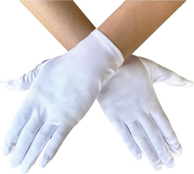 Elegante Satijnen Korte Opera Handschoenen voor Dames, Perfect voor Bruiloften, Avondfeesten en Dansen, Wit