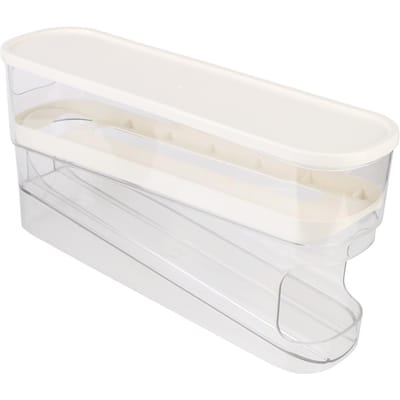 Eieropbergdoos Grote Capaciteit Automatisch Scrollen Koelkast Eierhouder Organizer Dubbellaags Eierrek Lade Doos Koffer two white
