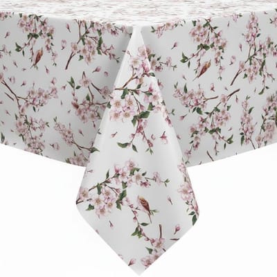 Protecttable - Tafelzeil Cherryblossom Birds 140x50cm - Tafelkleed Afwasbaar - Kunststof