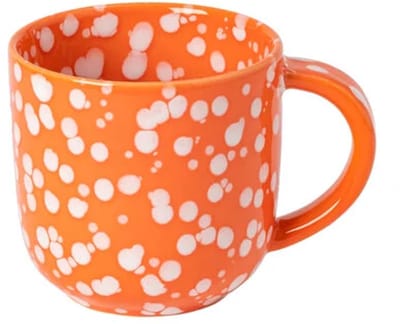 Costa Nova Portugees Aardewerk beker oranje met witte verfspatten 50 CL 14 cm collectie Rafaela
