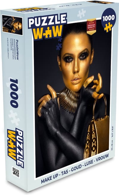 Puzzel Make up - Tas - Goud - Luxe - Vrouw - Legpuzzel - Puzzel 1000 stukjes volwassenen