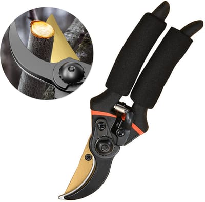 Colorful Sun® Snoeischaren - 1 Stuk - Tuinscharen - Snoeischaar - Tuinschaar Bypass - Ø 35mm - Speciale Coating voor Grip, Comfort en Duurzaamheid - Zwart/Oranje